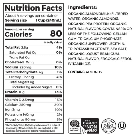 Organic Protein™ Almond Milk - Unsweetened Vanilla