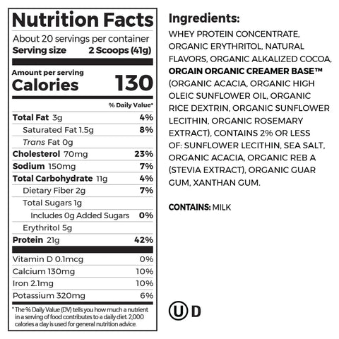 Grass Fed Whey Protein Powder - Creamy Chocolate Fudge