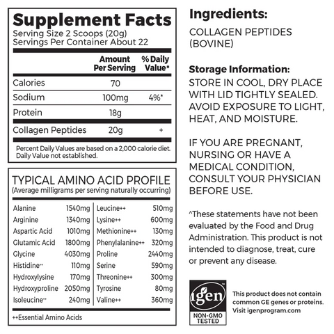 Grass Fed Pasture Raised Collagen Peptides - Unflavored